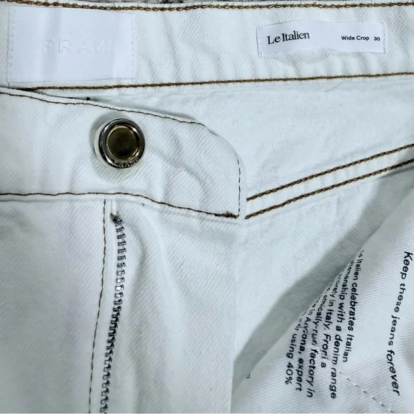 Frame Denim Le Italien White Wide Crop Pants - Picture 6 of 8